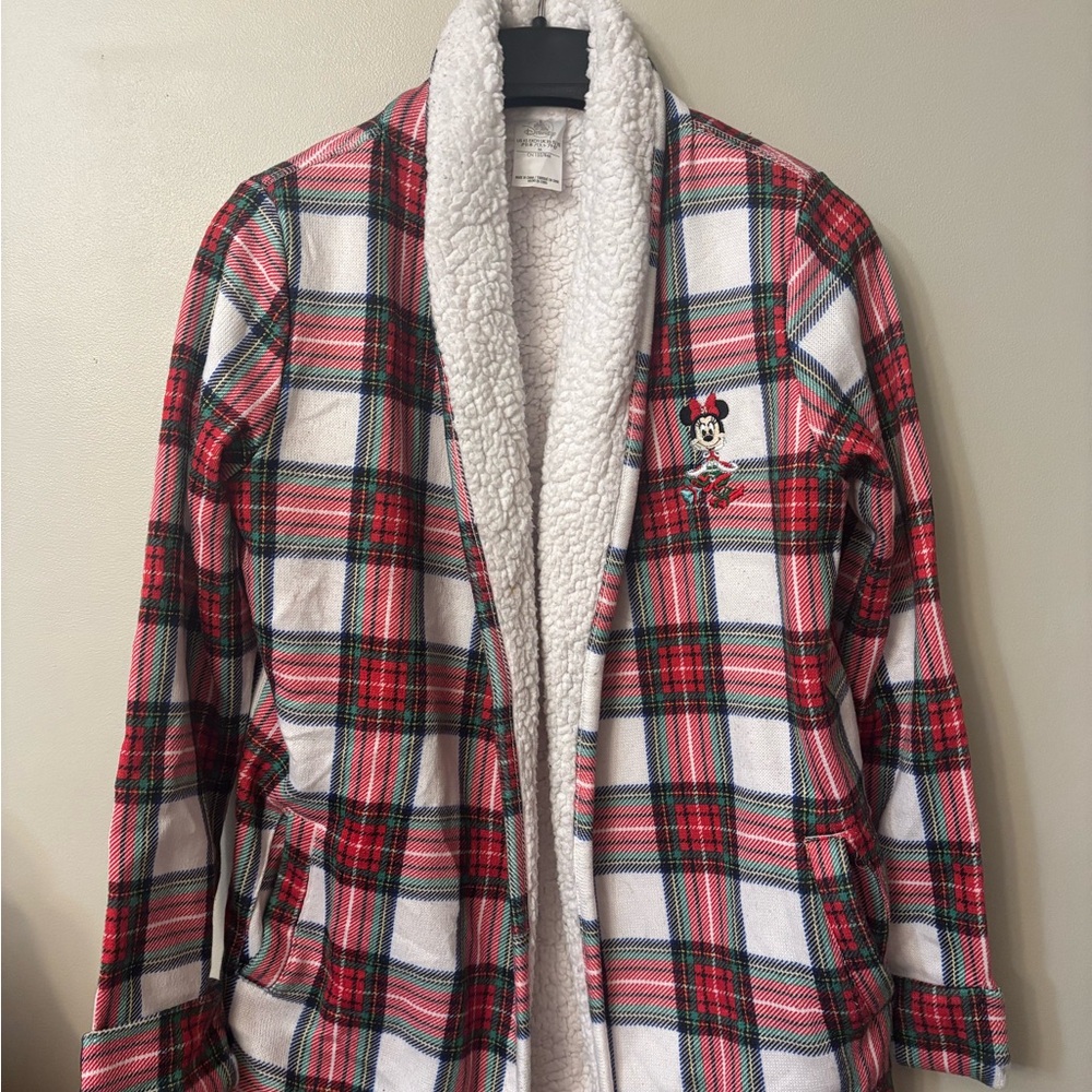 Disney plaid Sherpa-Lined Cardigan with Embroidered Minnie Mouse